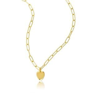 Paperclip Chain Necklace with Heart 25"#88